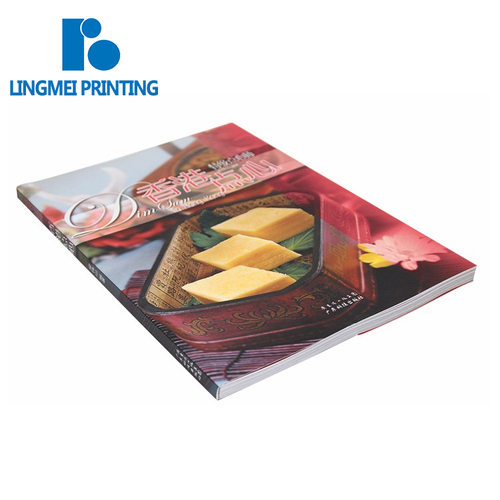 Printed glossy colorful art paper soft cover restaurant menu book cake make food magazine book print